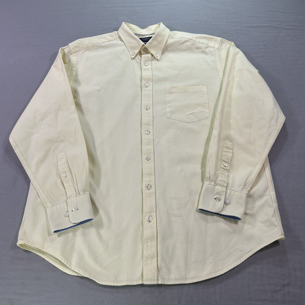 Charles Tyrwhitt Shirt Mens XL Yellow Flip Cuff Classic Fit Button Up Dress *